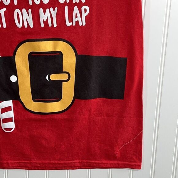 I’m Not Santa But You Can Sit On My Lap Tee Men’s Medium Red Short Slv Ugly - Picture 3 of 6